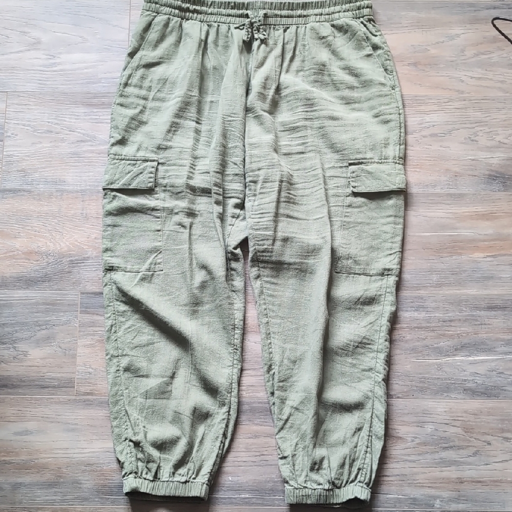 Only Green Cargo Pants with Elastic Cuffs